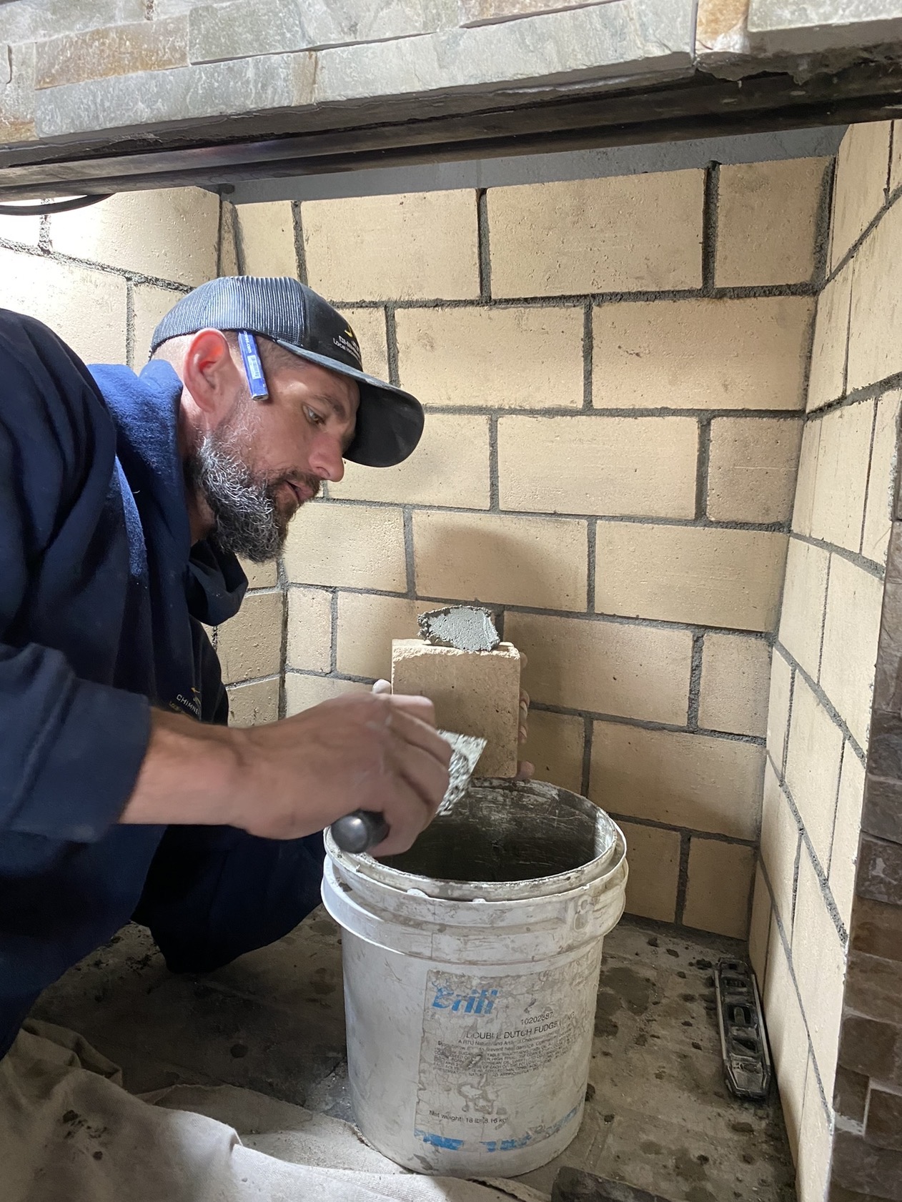 Jeff Sikes mortar repair inside firebox Wilmington NC